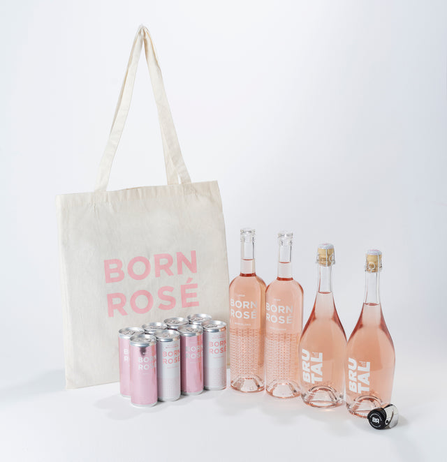 PACK ROSÉ LOVERS: Rosé, Brutal, Latas Rosé con y sin Burbujas, tote bag y tapón (Rosé Orgánico)
